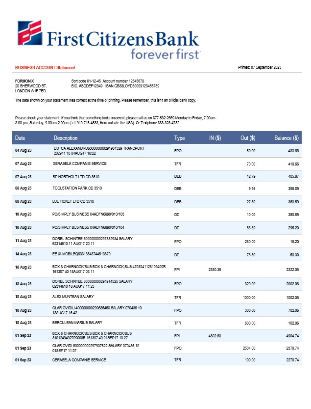  East West Bank firm account statement 